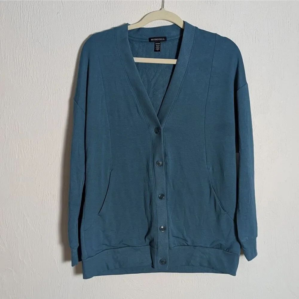 Beyond Yoga Women's Sz XS Teal Button Front Carefree Modal Cardigan NWT $138